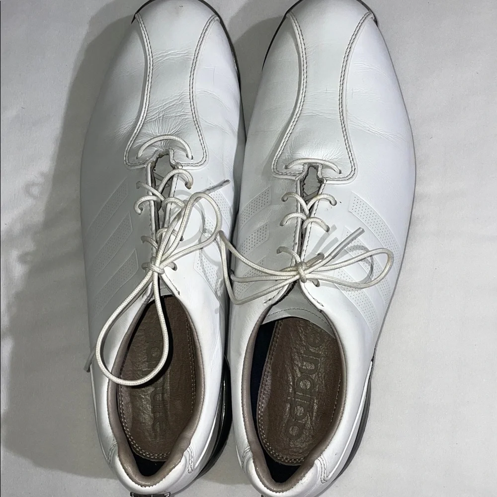 adidas Men's White Leather Golf Oxfords